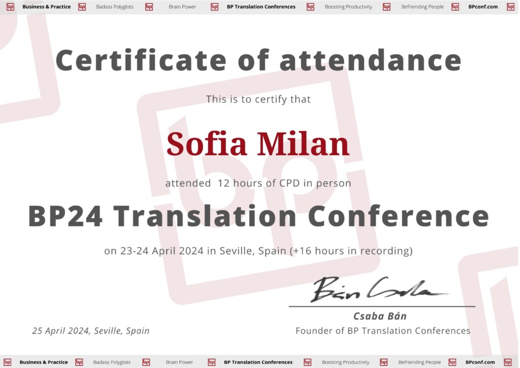 Attestato BP24 Conference