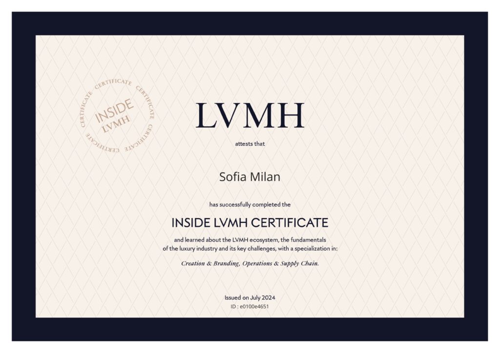 Inside LVMH Certificate